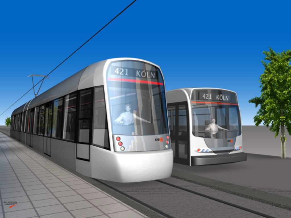 Digitaler Entwurf der zukünftigen Niederflurbahnen der KVB