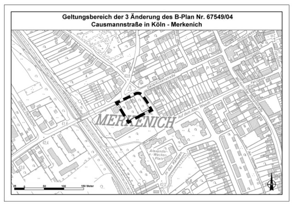 Bebauungsplans für die Causemannstraße in Köln-Merkenich