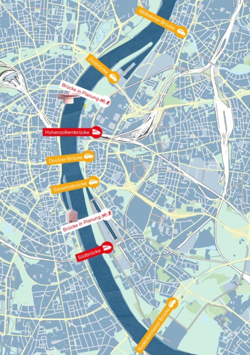 Übersicht Rheinbrücken