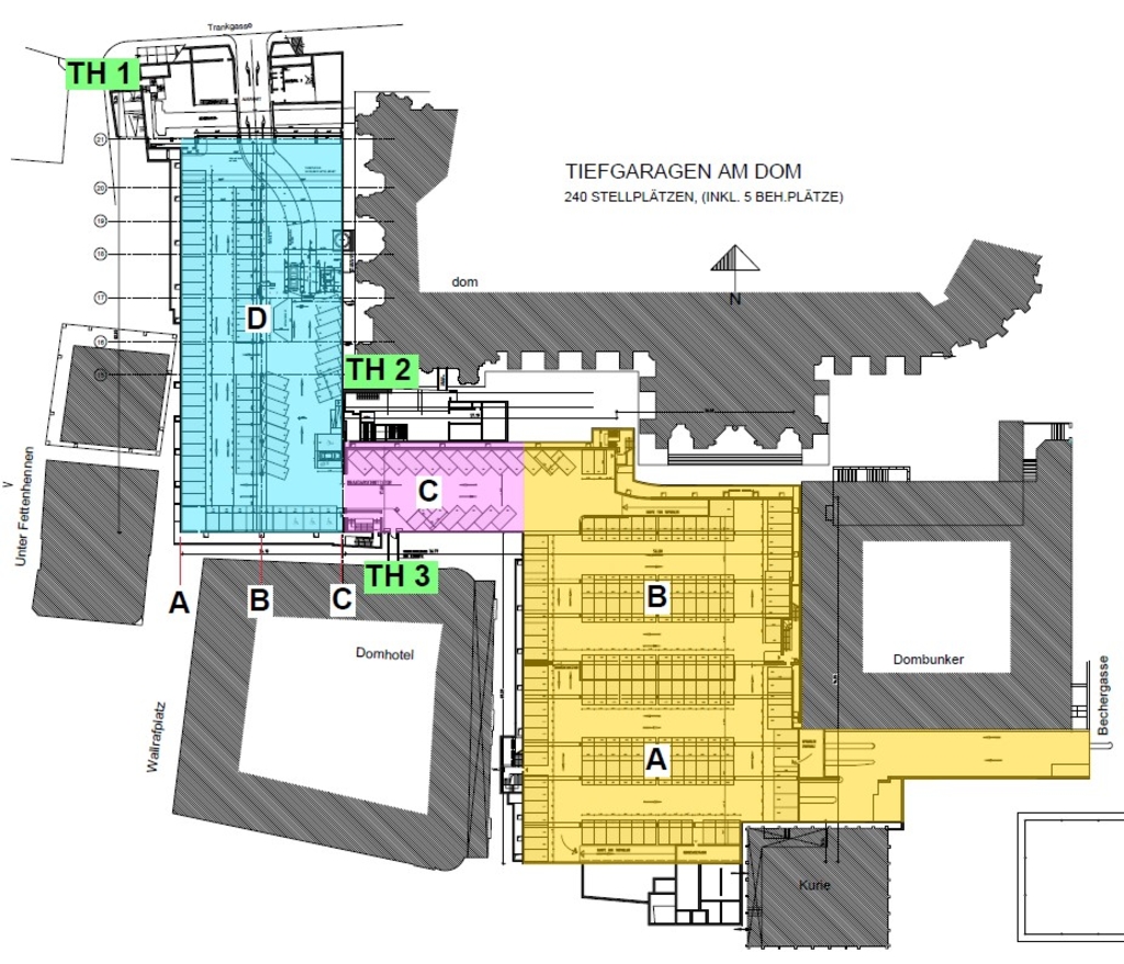 Übersicht Tiefgaragen am Dom