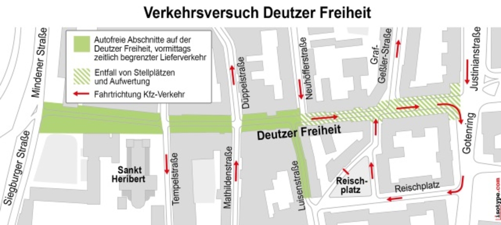 Grafik Verkehrsversuch Deutzer Freiheit