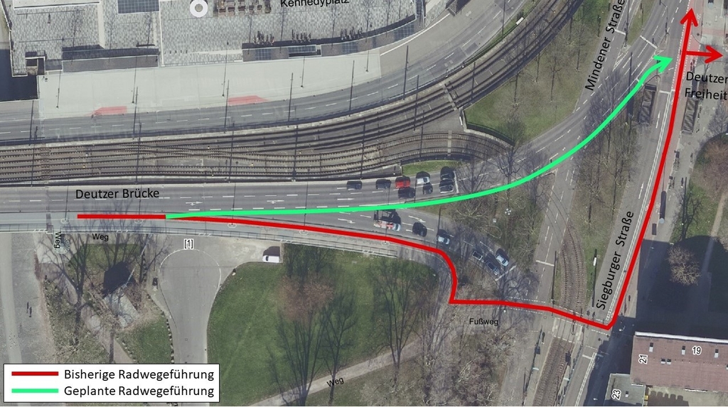 32 Radverkehr Deutzer Brücke nach Deutz