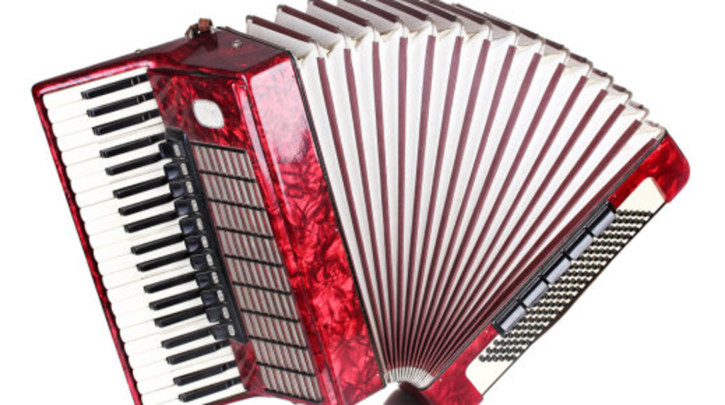 Retro-Akkordeon vor weißem Hintergrund, Link auf Das Akkordeon