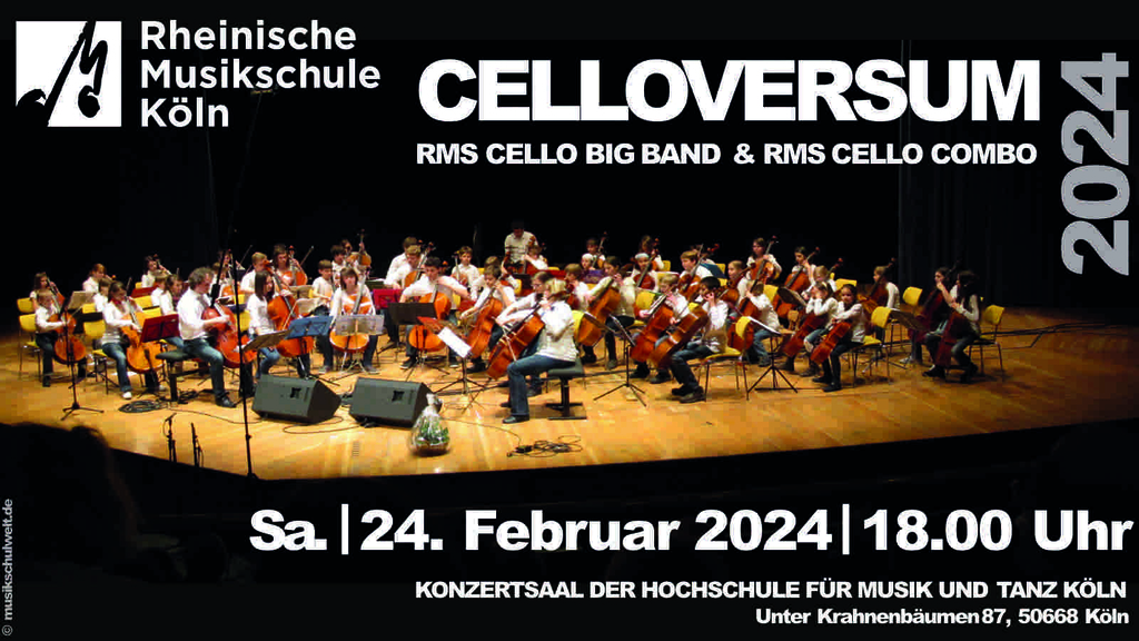 Schüler*innen der Rheinischen Musikschule spielen Cello beim Celloversum-Konzert