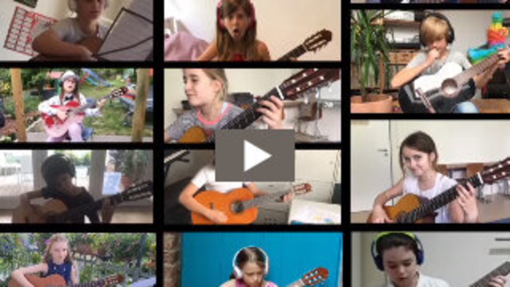 Collage Gitarre spielender Kinder und Jugendlicher, Link auf https://www.stadt-koeln.de/mediaasset/video/rheinische_musikschule_happy.mp4