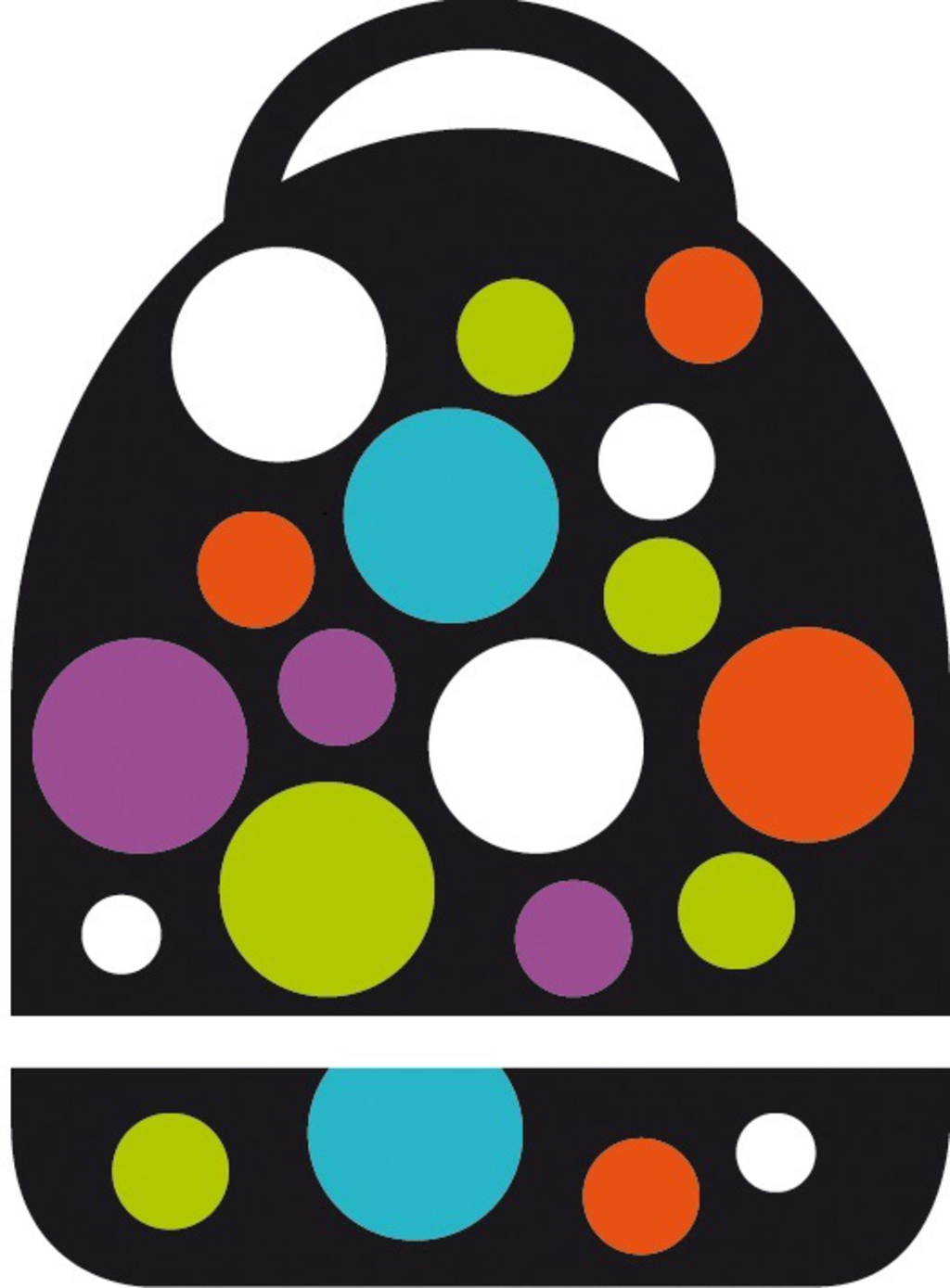 Logo des Förderprogramms Kulturrucksack: ein stilisierter schwarzer Rucksack mit bunten Kreisen