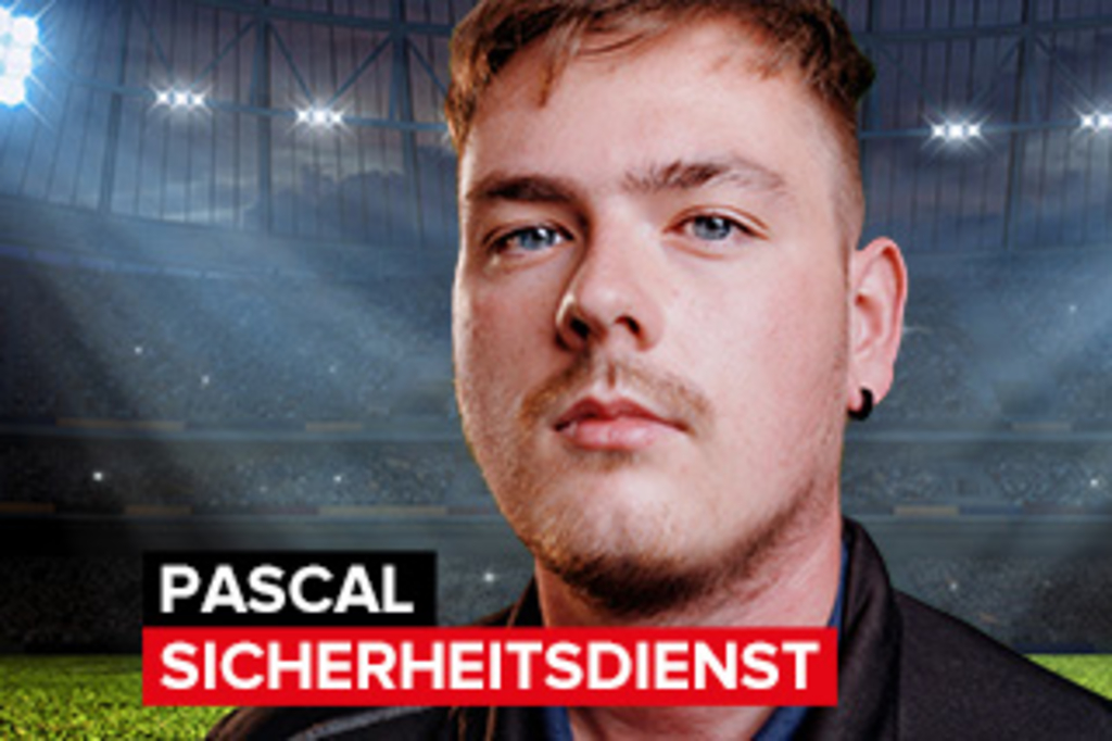Mitarbeiter des Sicherheitsdienstes in Stadion, Link auf Pascal, Sicherheitsdienst