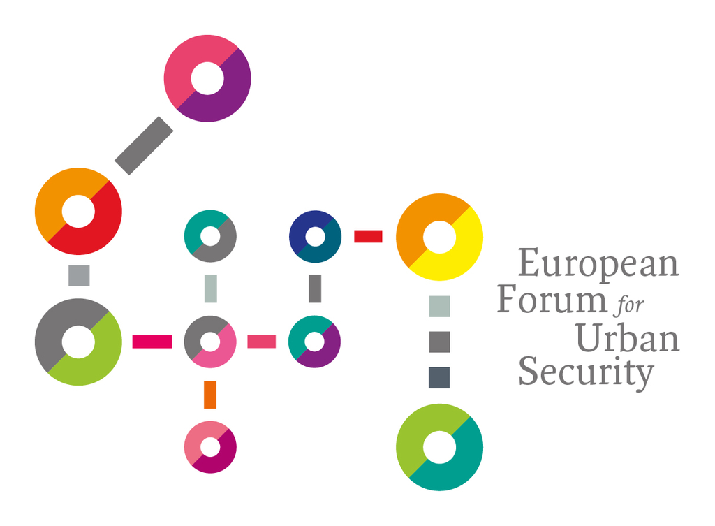 Logo EFUS mit bunten verbundenen Kreisen und dem Schriftzug European Forum for Urban Security