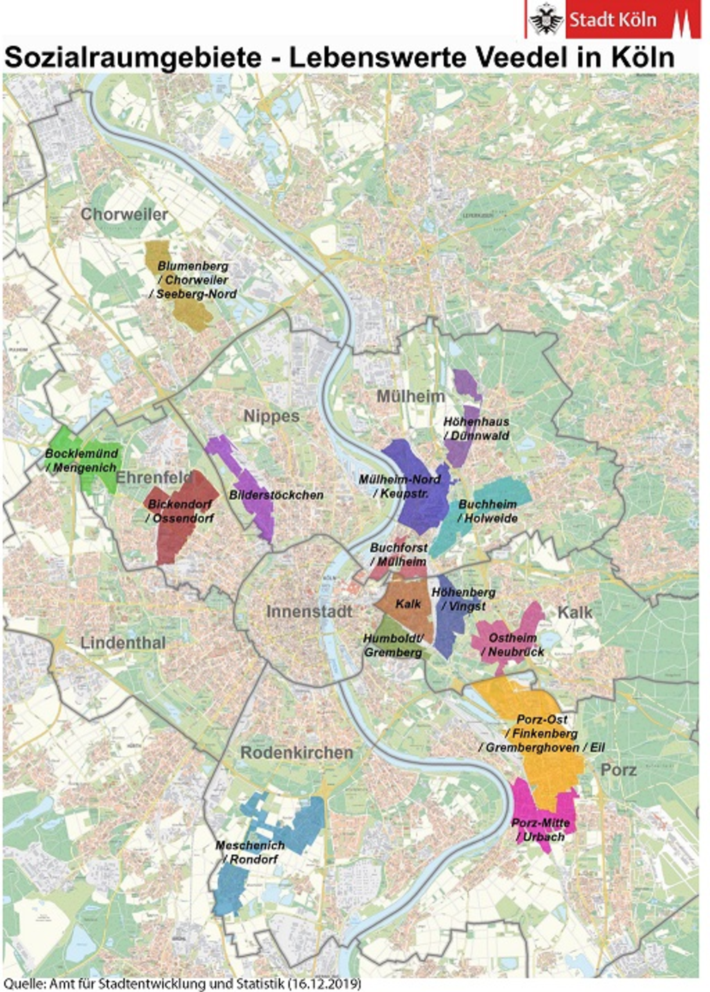 Die Sozialraumgebiete ab dem 01. Januar 2020