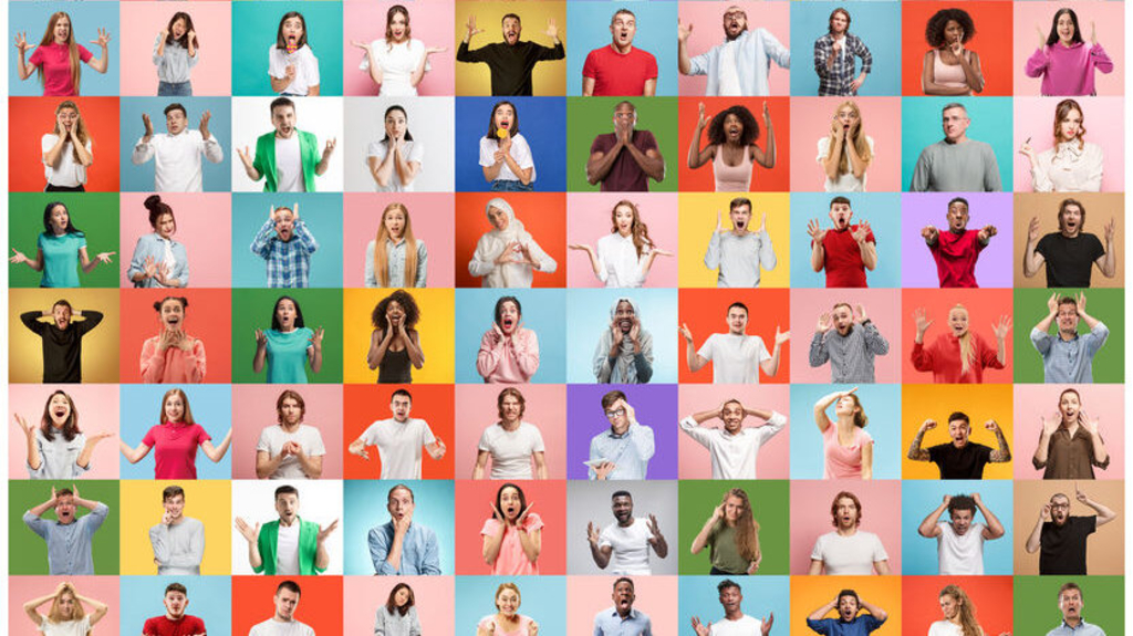 Collage mit Menschen, die überrascht schauen, Link auf Interkulturelle Zentren Köln – Alle Zentren und eine Übersichtskarte für Köln