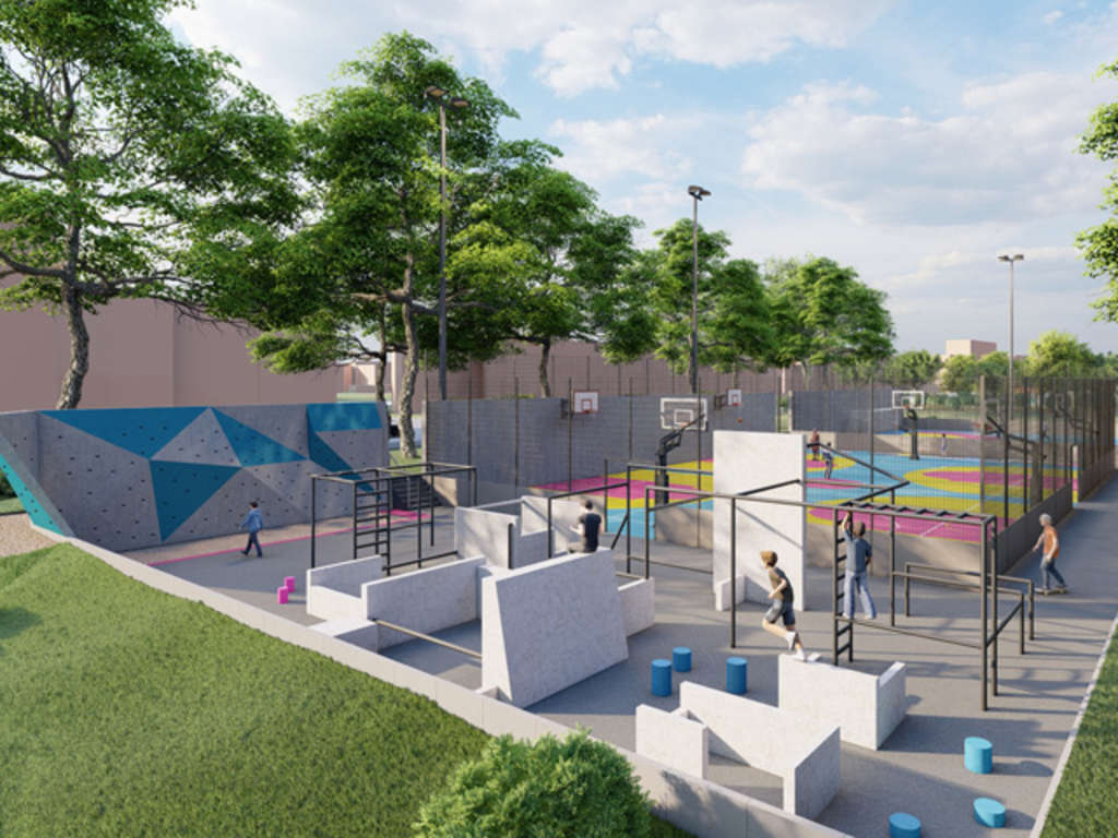 Rendsburger Platz - Skizze Fitness-Parcour und Bolder