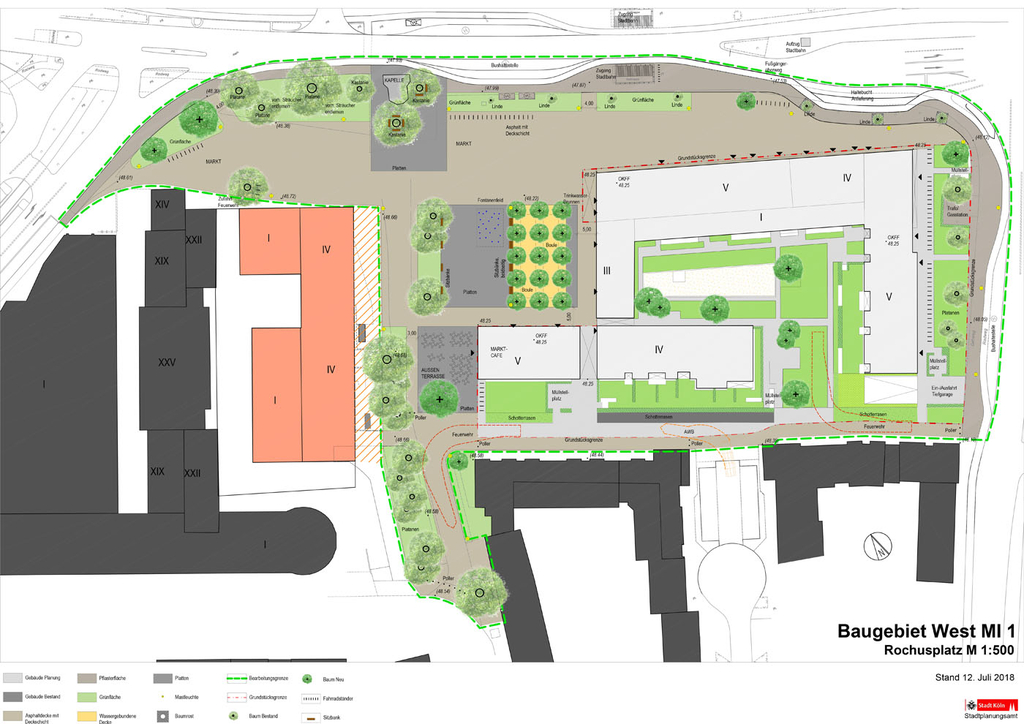 Baufeld mit Mischnutzung gemäß Bebauungsplan