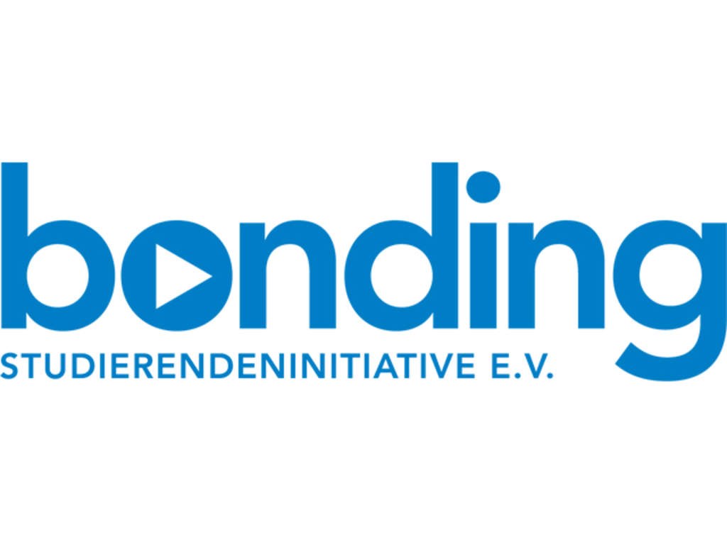 bonding - Studierendeninitiative e. V. - blaue Schrift auf weißem Untergrund