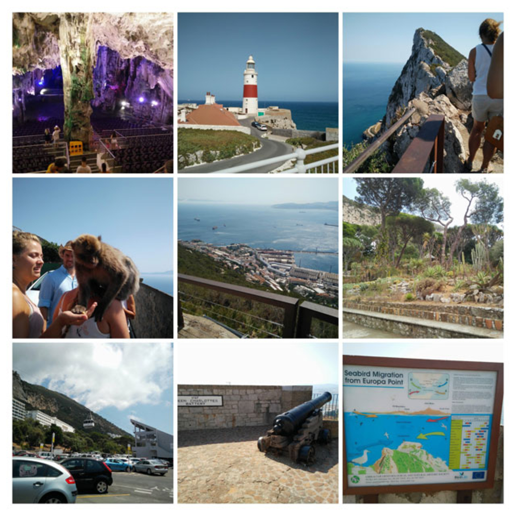 Collage mit neun Fotos aus Gibraltar