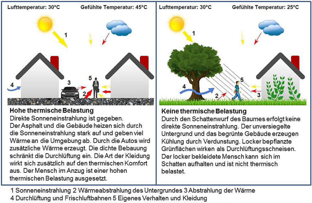 Hitzeempfinden eines Menschens, der sich im Freien aufhält