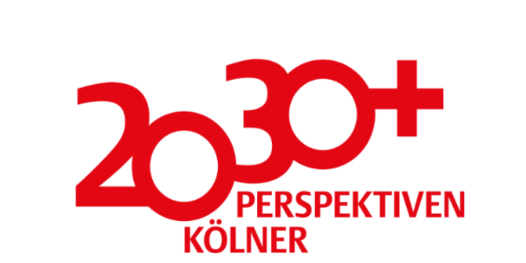 2030 in großen roten Buchstaben, Link auf Kölner Perspektiven 2030+ - Stadt Köln