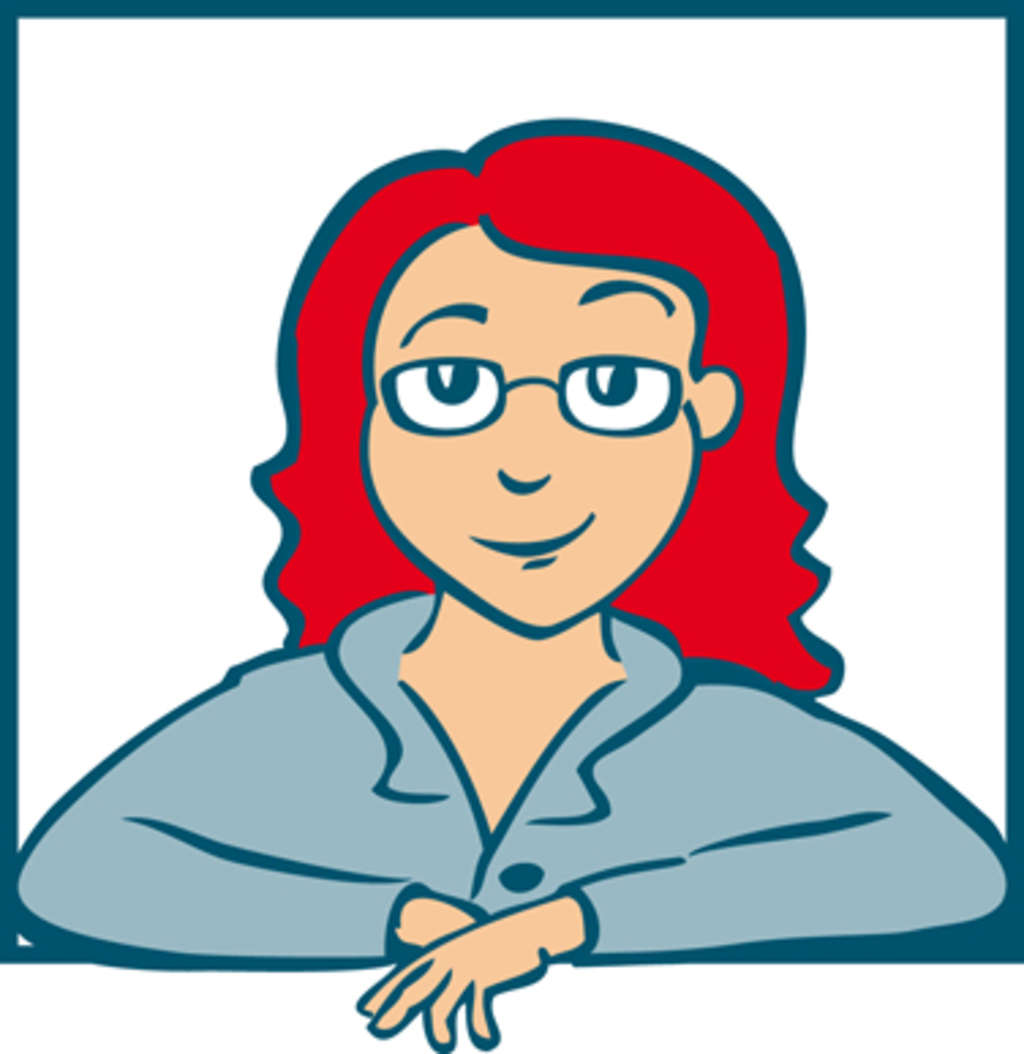 Zeichnung von Anny Hartmann mit Brille und roten Haaren