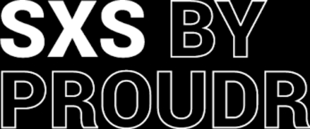 Logo der Messe STICK & STONES, schwarzer Hintergrund mit weißer Schrift "SXS BY PROUDR"