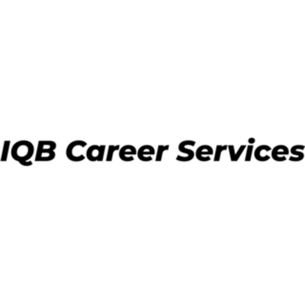 Logo mit schwarzem Schirftzug auf weißem Untergrund "IQB Career Services"