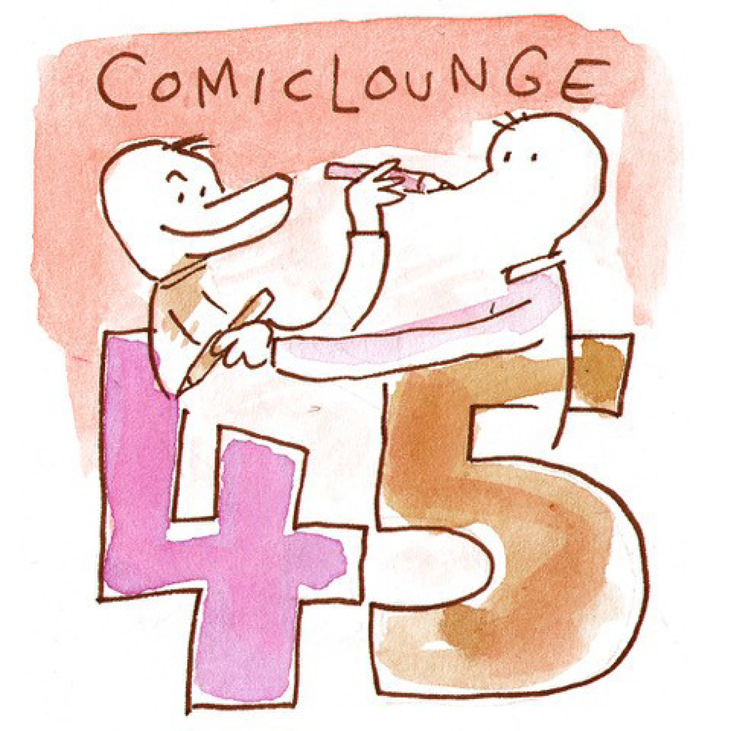 Zeichnung zur Comic Lounge 45: Zwei Comicfiguren die sich gegenseitig zeichnen