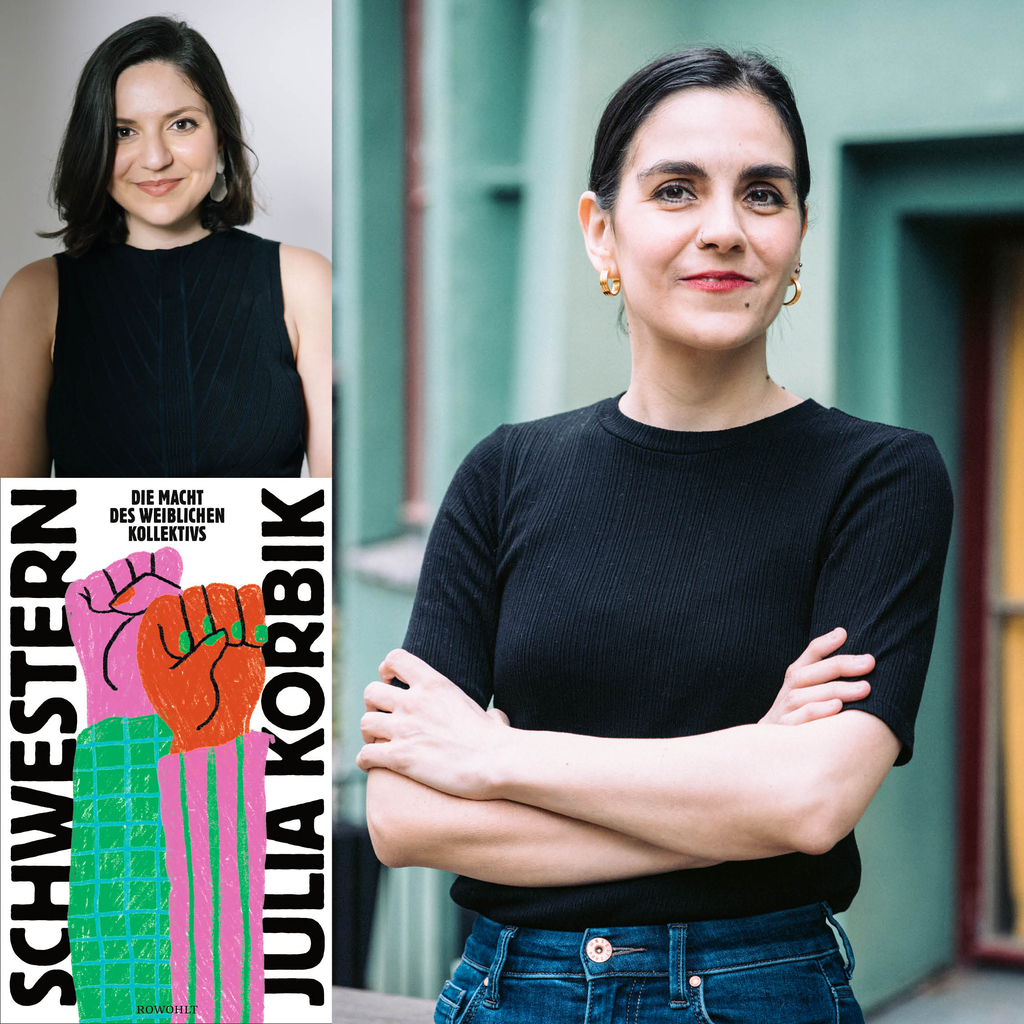 Collage aus den Portraits von Autorin und Moderatorin und der Abbildung des Covers