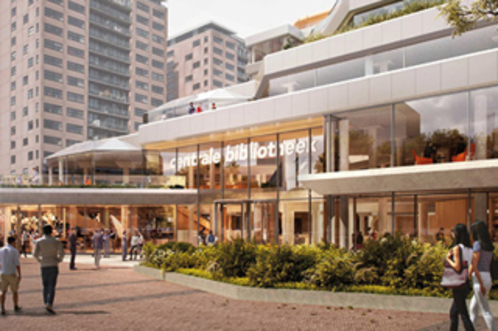 Foto vom neuen Eingang der Bibliothek in Rotterdam