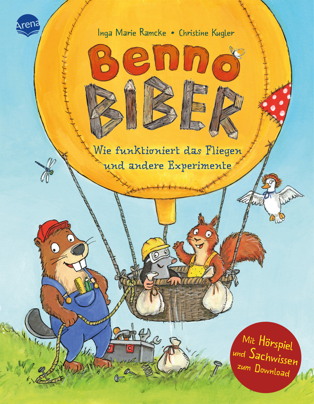 Buchcover mit Benno Biber und seinen Freunden in einem Heißluftballon