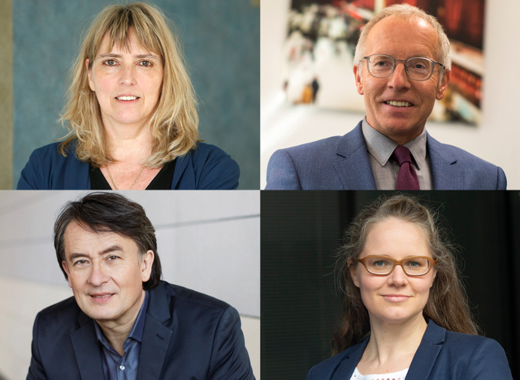 Collage mit Portraits von Prof. Dr. Karl-Rudolf Korte, Vera King, Gert Scobel und Lisa Suckert