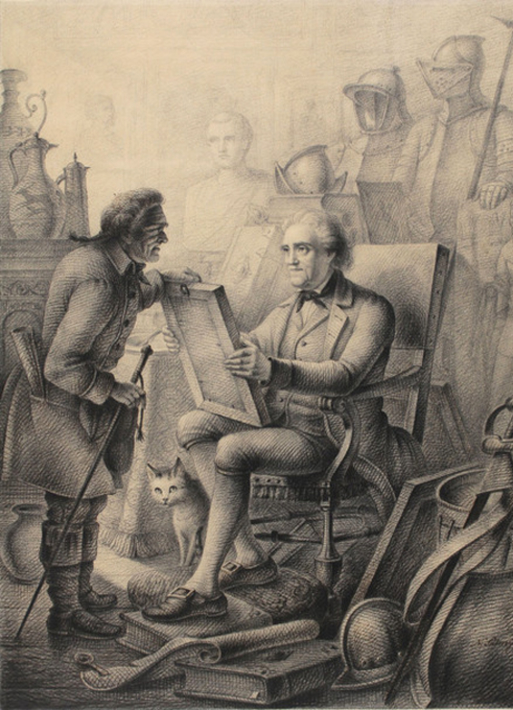 Nicolas Salm: Bildnis des Wallraf inmitten seiner Sammlung