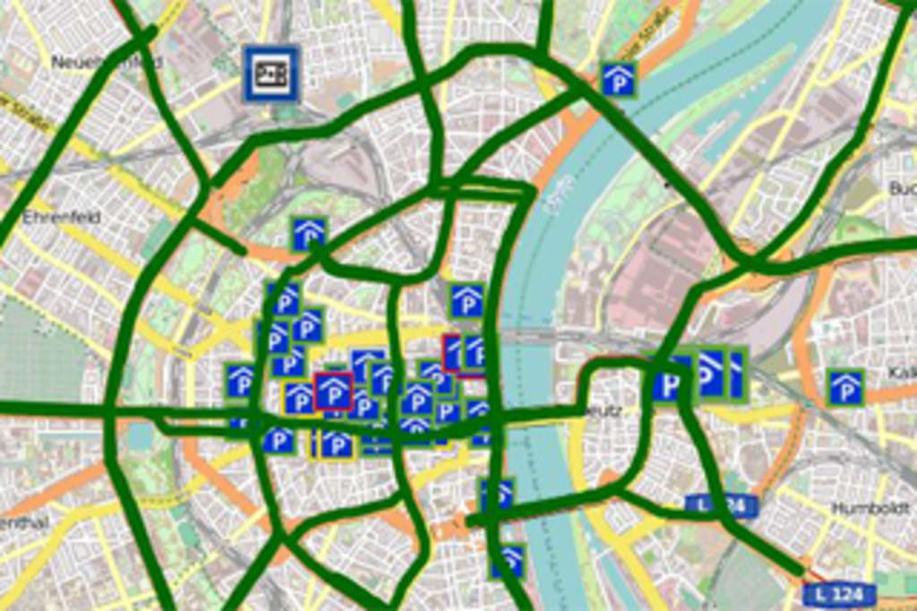 Auszug Verkehrskalender Parken mit Darstellung der Verkehrsbelastung, Link auf Verkehrskalender - Parken