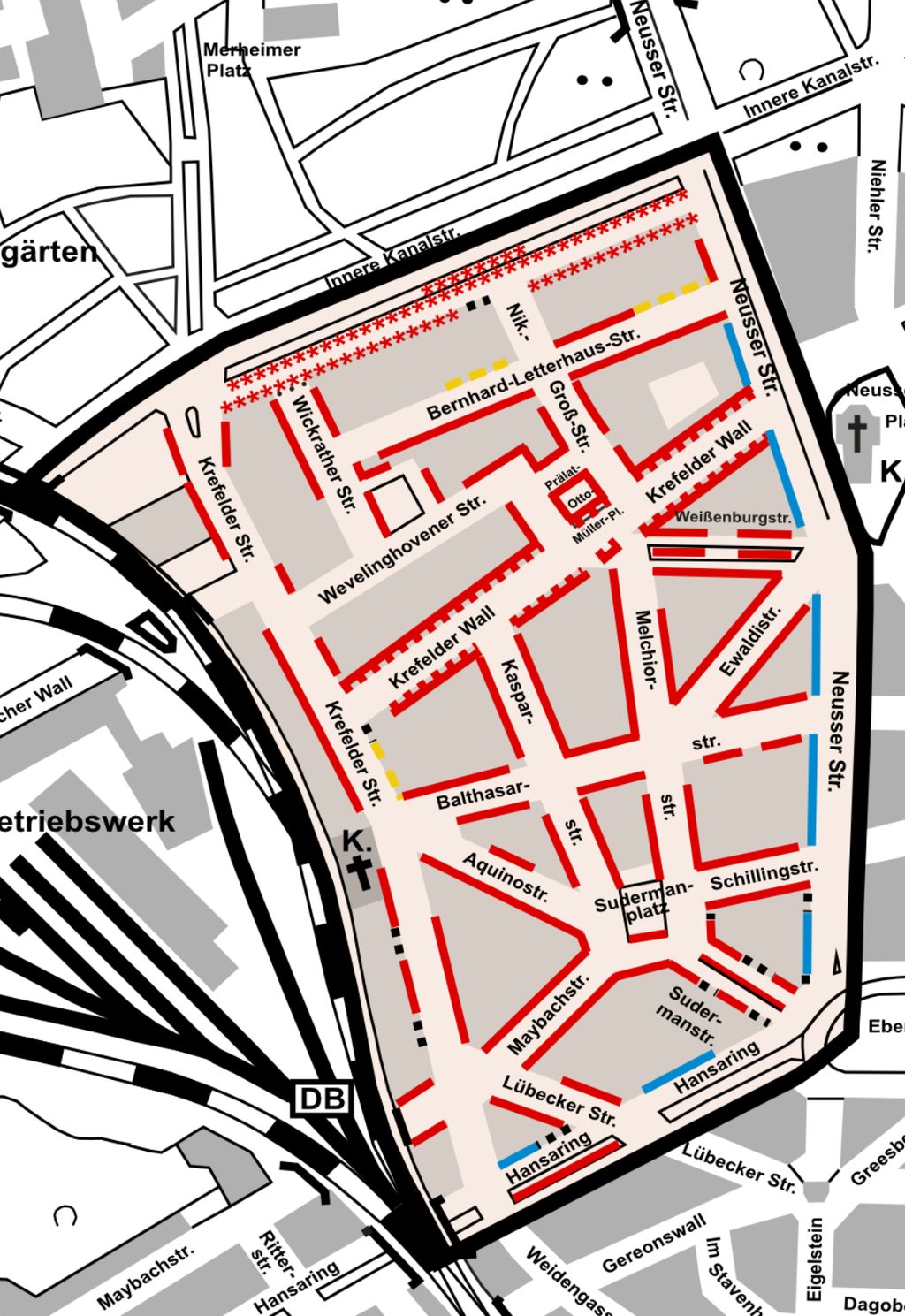 Stadtplanauszug Bewohnerparken Agnesviertel I
