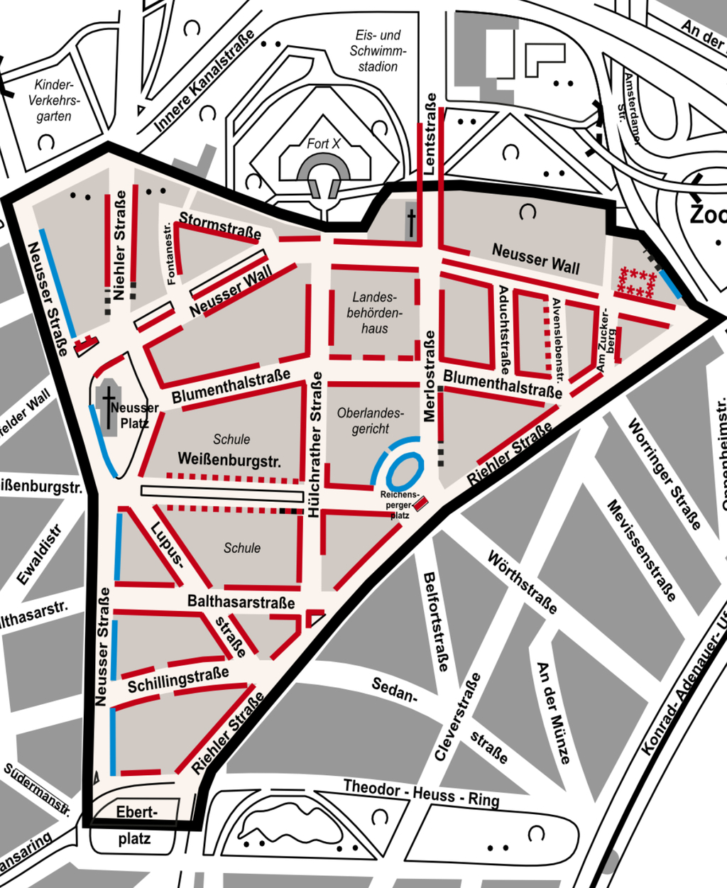 Stadtplanauszug Bewohnerparken Agnesviertel II