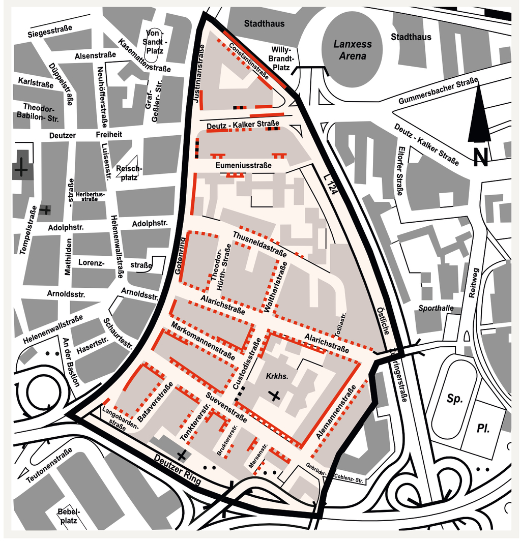 Stadtplanauszug Bewohnerparken Deutz II