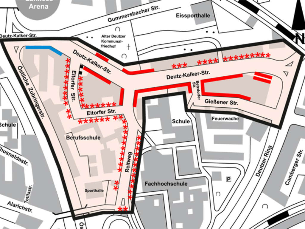 Stadtplanauszug Bewohnerparken Deutz III