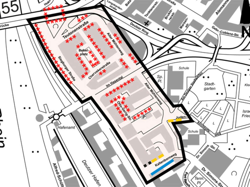 Stadtplanauszug Bewohnerparken Deutz V