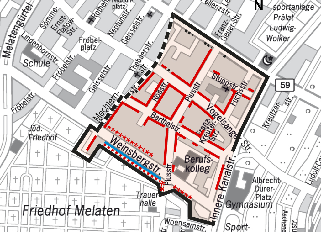 Stadtplanauszug Bewohnerparken Ehrenfeld I