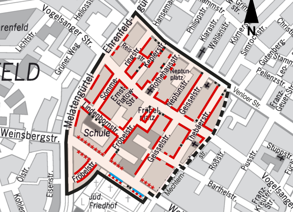 Stadtplanauszug Bewohnerparken Ehrenfeld II