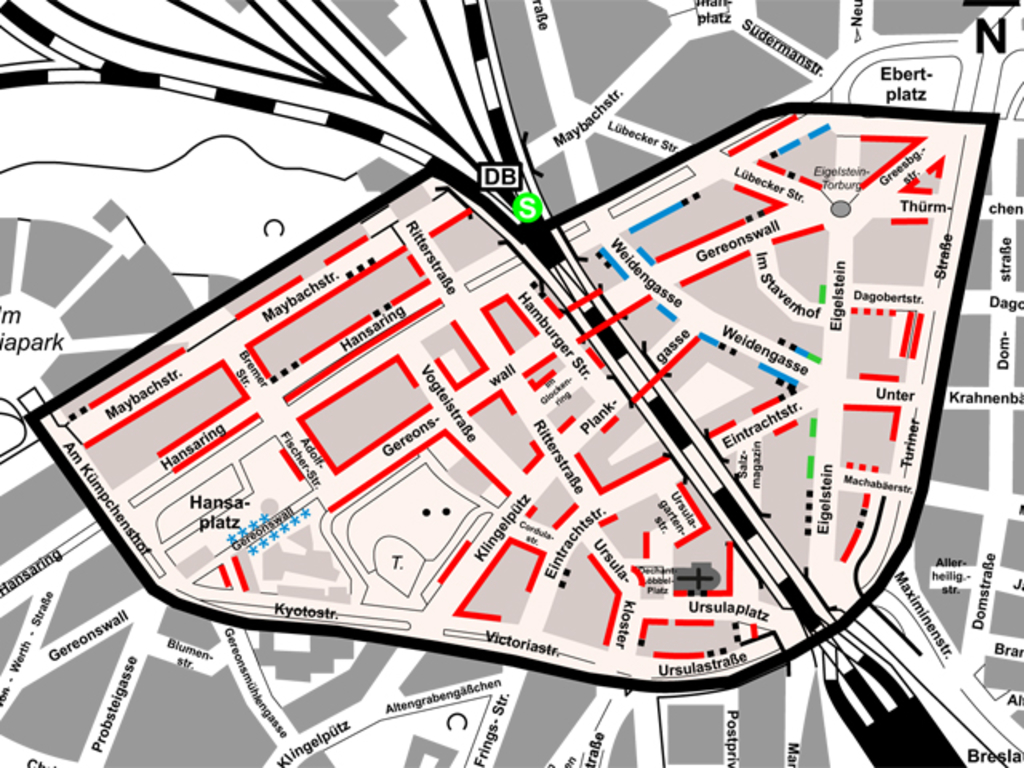Stadtplanauszug Bewohnerparken Eigelstein
