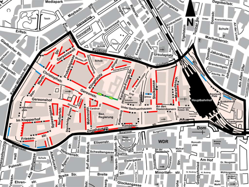 Stadtplanauszug Bewohnerparken Gereonsviertel