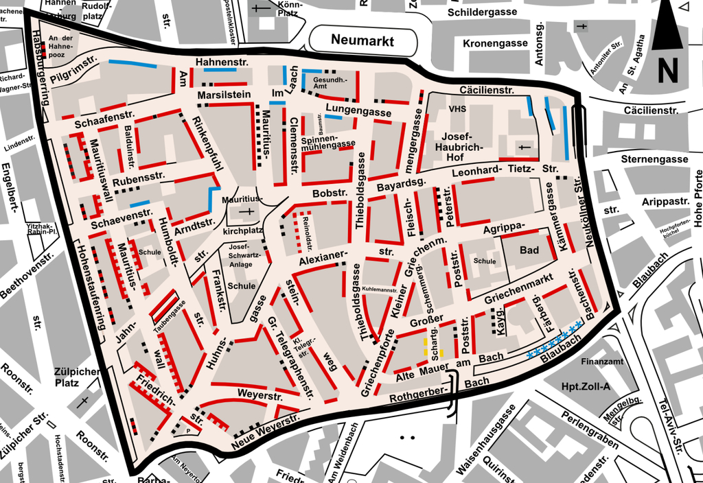 Stadtplanauszug Bewohnerparken Griechenmarktviertel