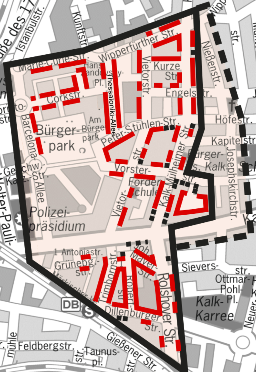 Stadtplanauszug Bewohnerparken Kalk