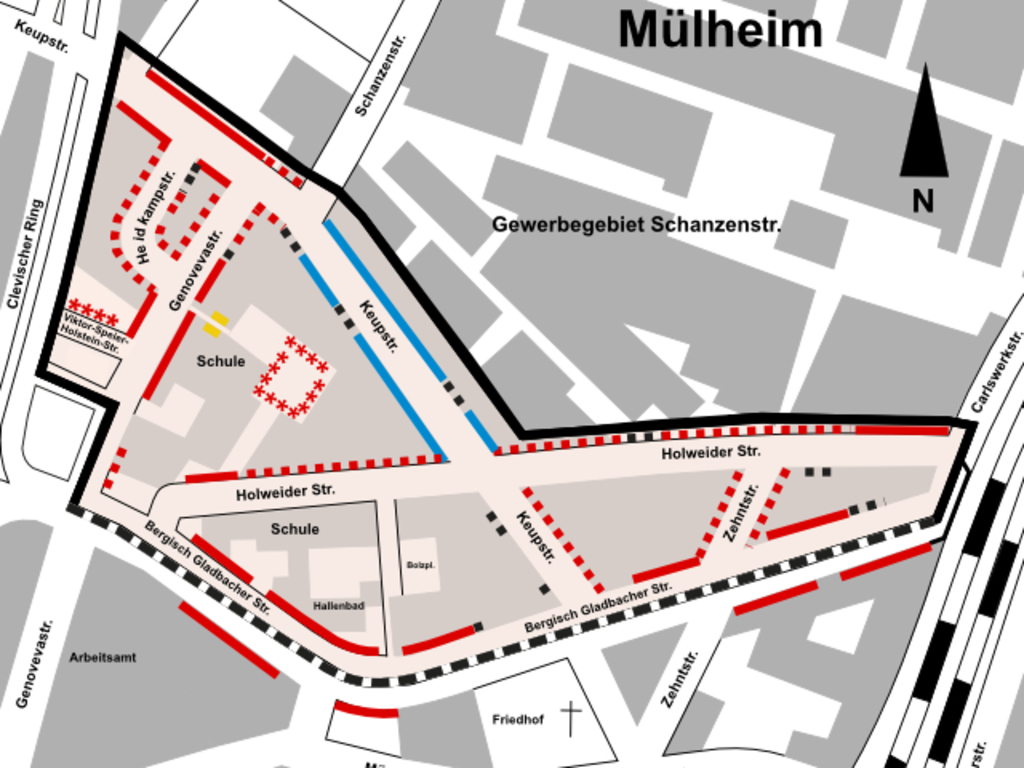 Stadtplanauszug Bewohnerparken Keupstraße