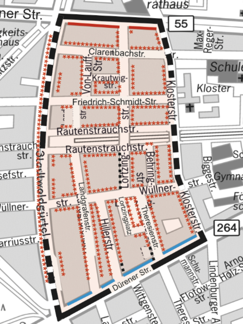 Stadtplanauszug Bewohnerparken Lindenthal-Nord II