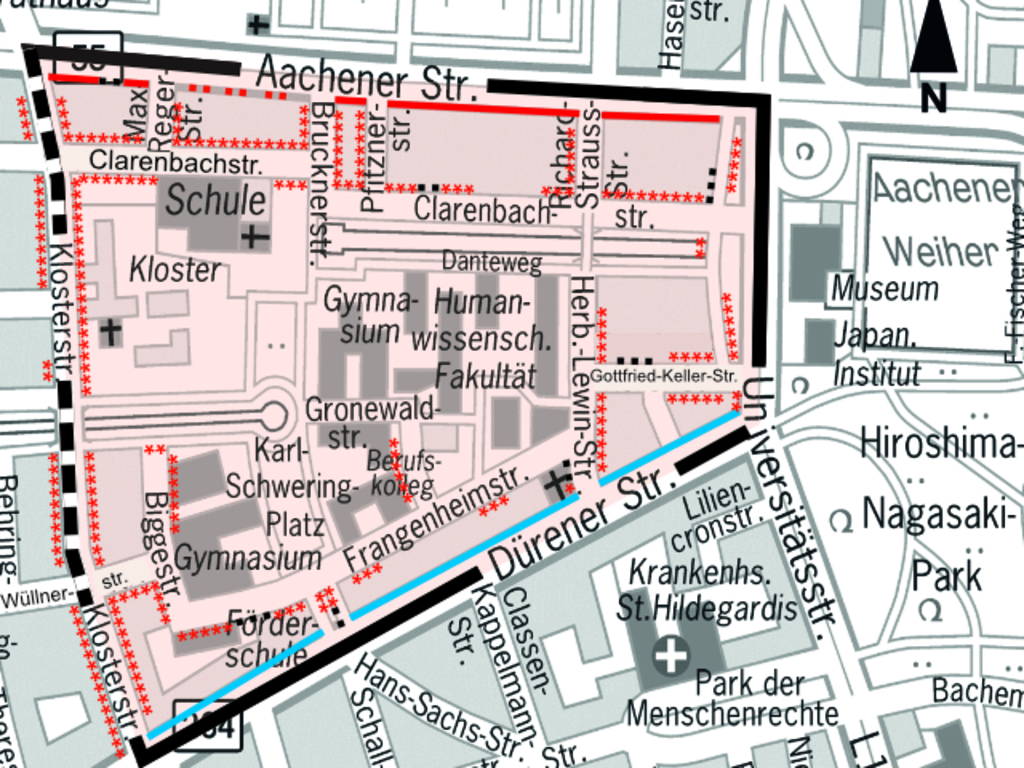 Stadtplanauszug Bewohnerparken Lindenthal-Nord I