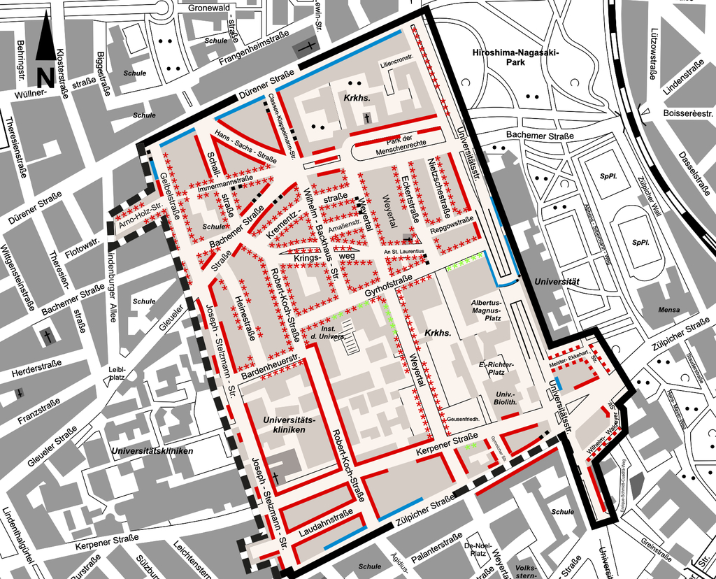Stadtplanauszug Bewohnerparken Lindenthal-Süd I