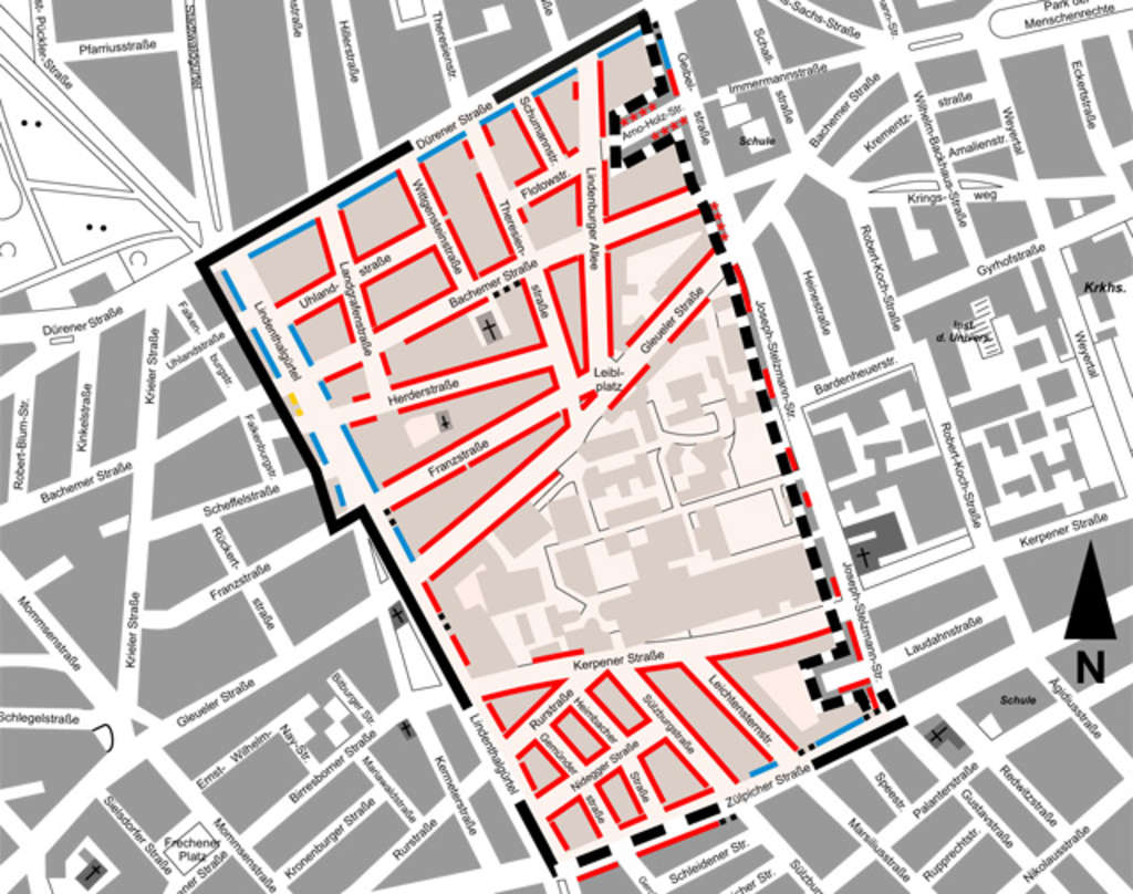 Stadtplanauszug Bewohnerparken Lindenthal-Süd II