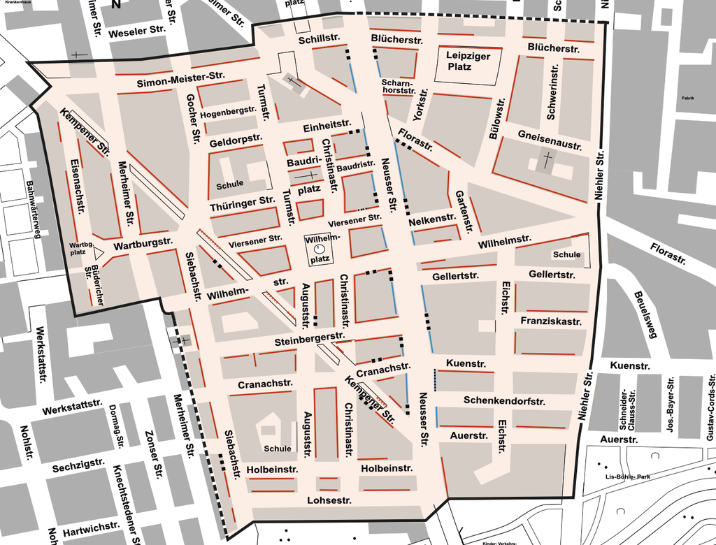 Stadtplanauszug Bewohnerparken Nippes