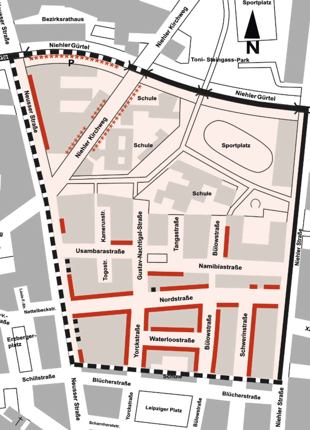 Stadtplanauszug Bewohnerparken Nippes III