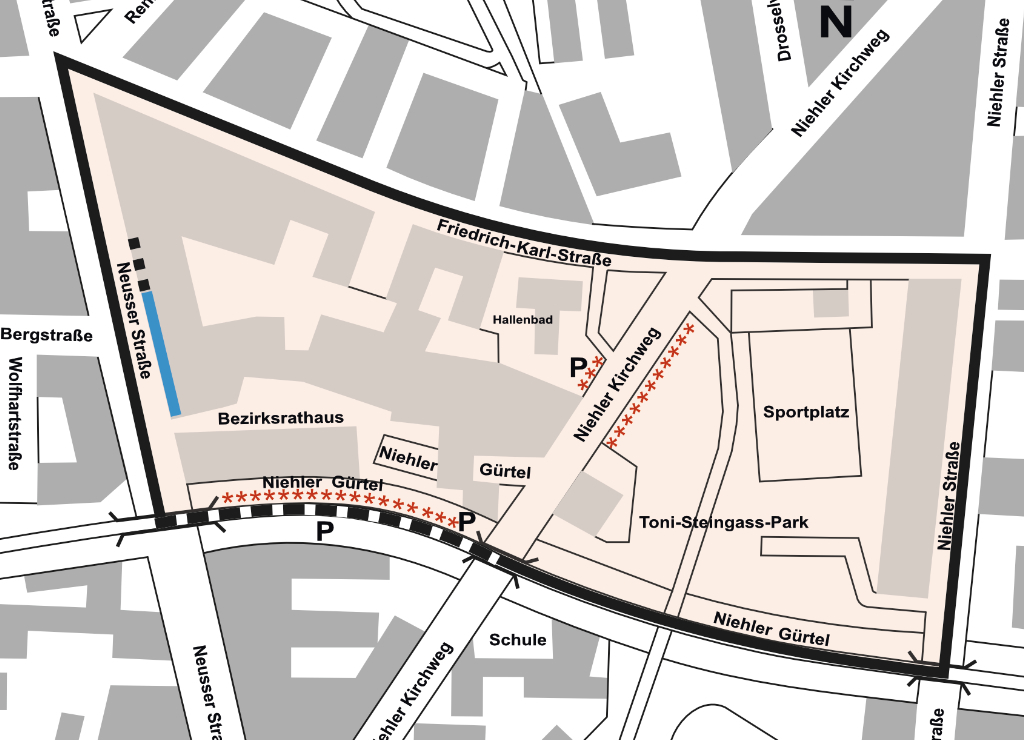 Stadtplanauszug Bewohnerparken Nippes IV