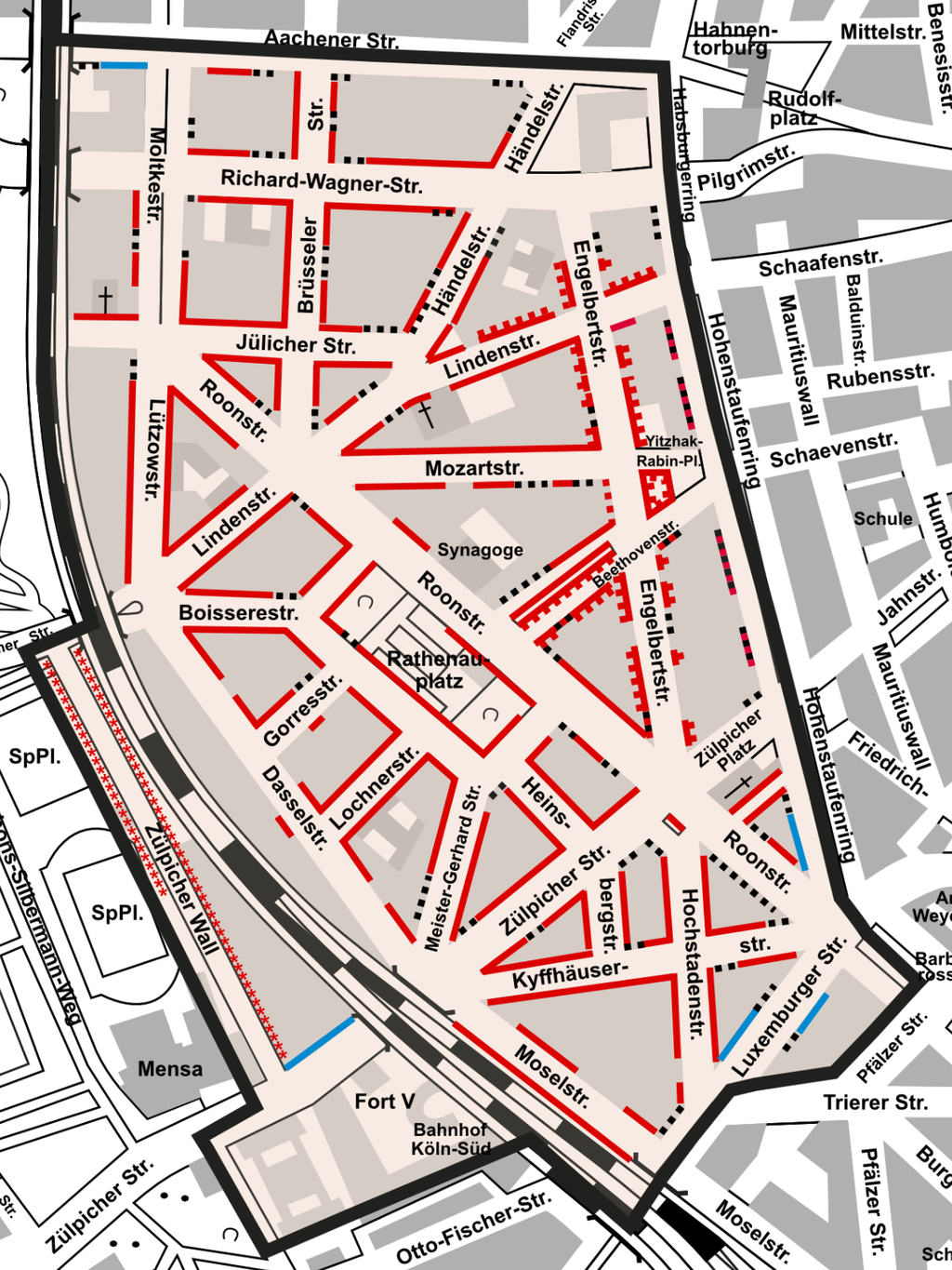 Stadtplanauszug Bewohnerparken Rathenauviertel